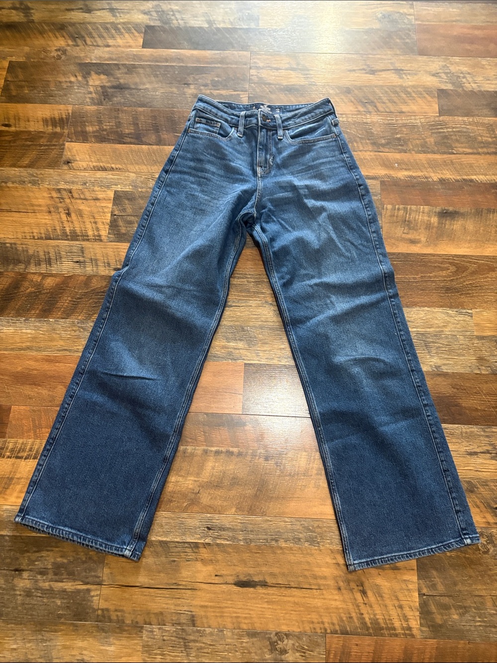 Hollister Women's High Rise Vintage Baggy Jeans - Dark Blue Denim